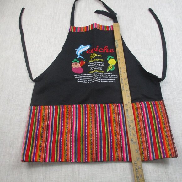 Peru Peruvian Ceviche Food Apron Unisex Black Striped Kitchen Design Neck Strap - Picture 7 of 8